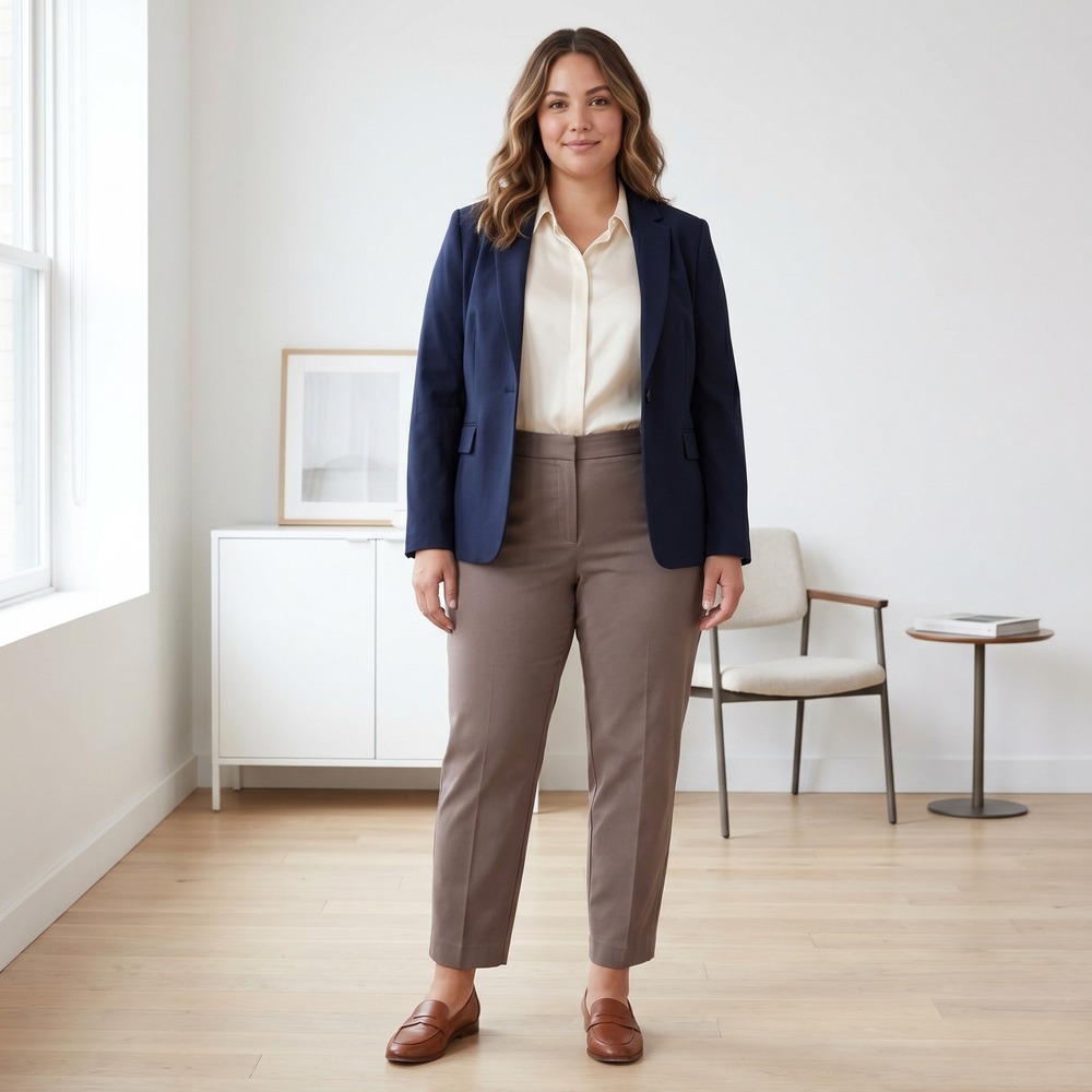 Avenue Womens 20 Brown Straight Leg Cotton Stretch Trouser Work Dress Pants